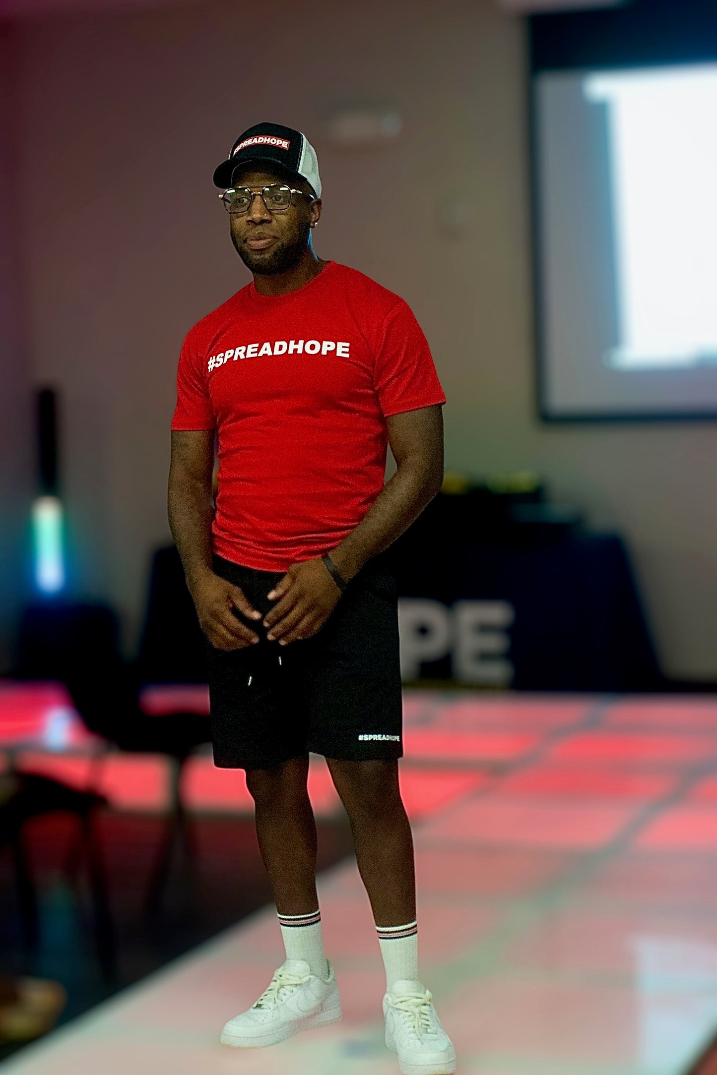 #SPREADHOPE Red Tee and Black Shorts Set