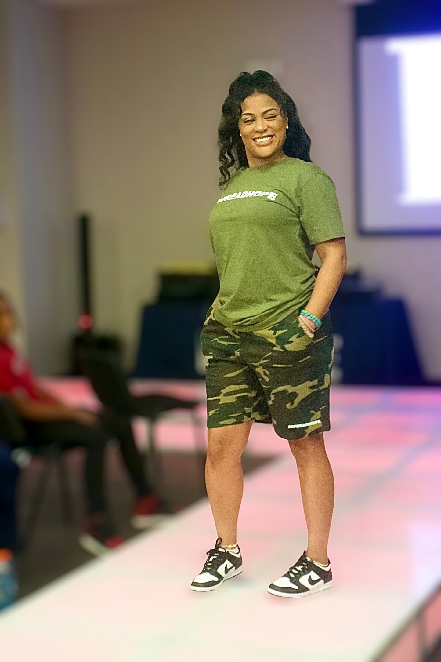 #SPREADHOPE Olive Green Tee and Camo Shorts Set