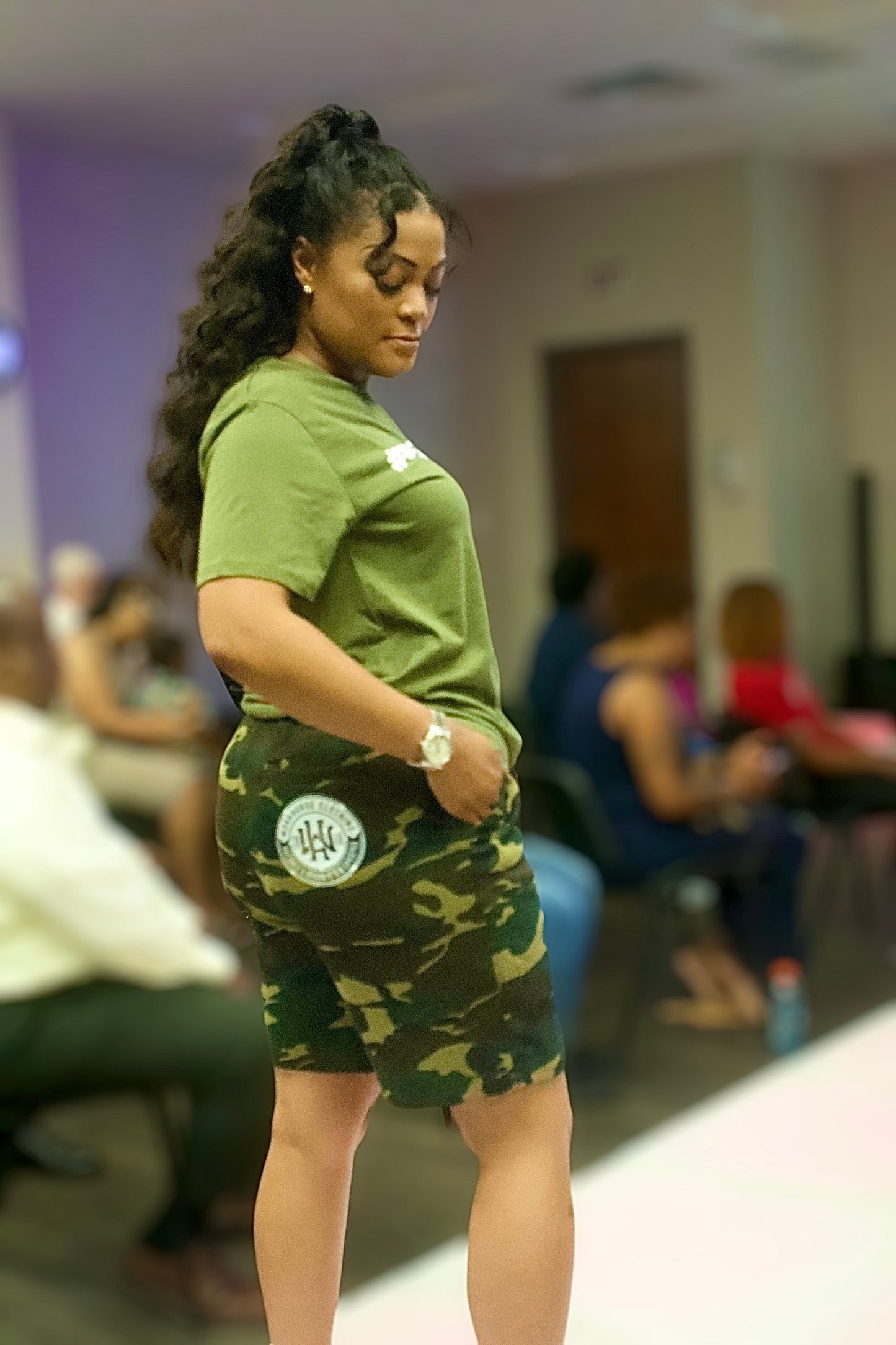 #SPREADHOPE Olive Green Tee and Camo Shorts Set