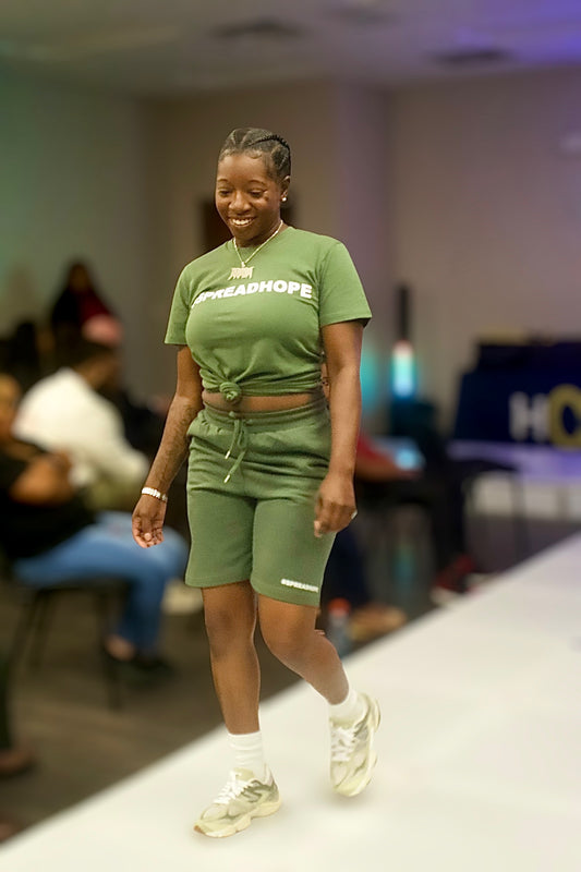 #SPREADHOPE Olive Green Tee and Shorts Set